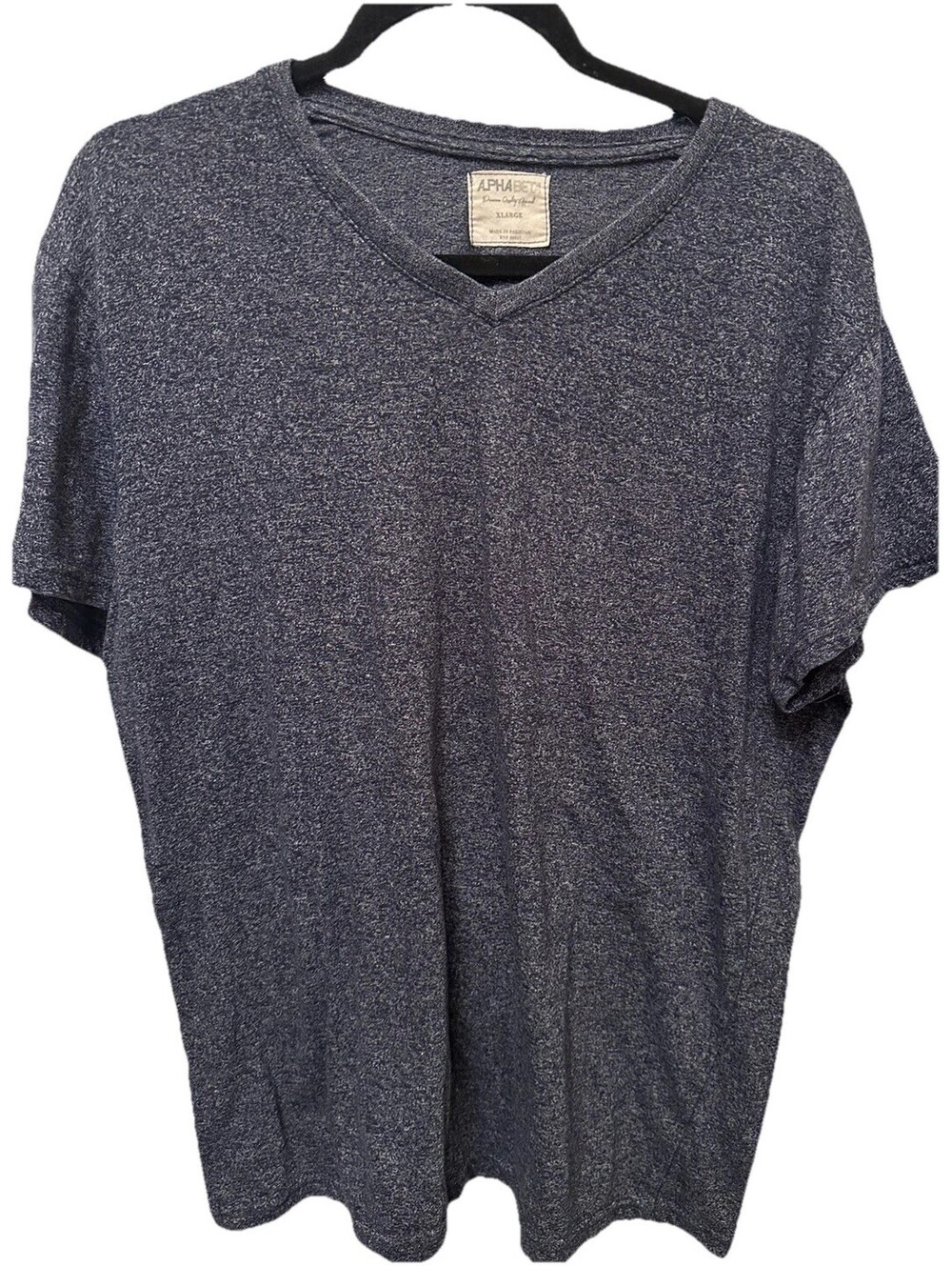 Alpha Beta V-Neck Blue T-shirt Short Sleeve Cotton Blend Mens Sz XL